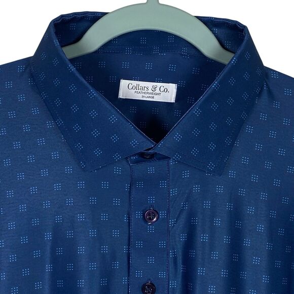 Collars & Co Polo Shirt Mens 2XL Blue Oracle Dot Dress Collar Golf Preppy NEW